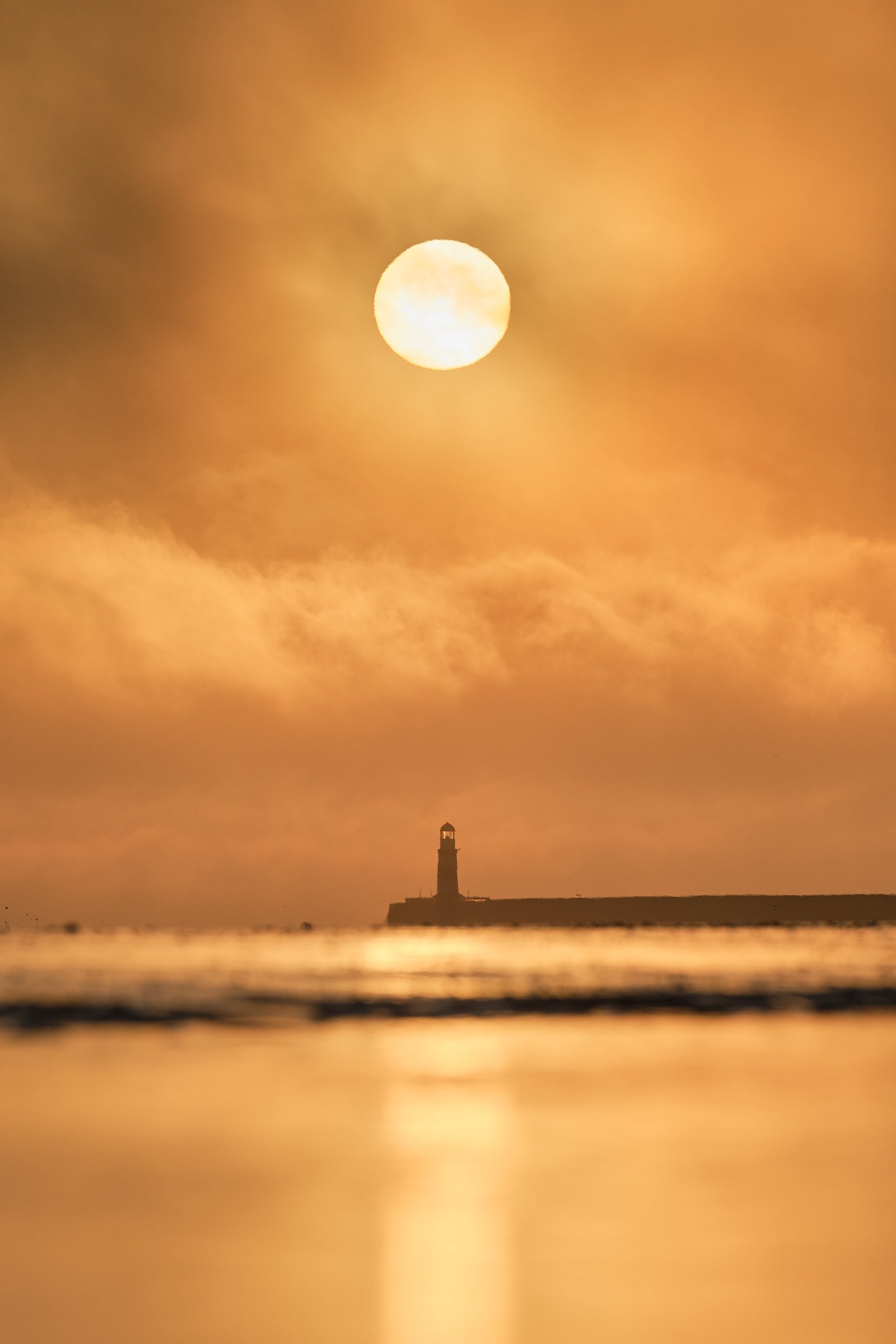 Seaham Pier lighthouse at sunrise